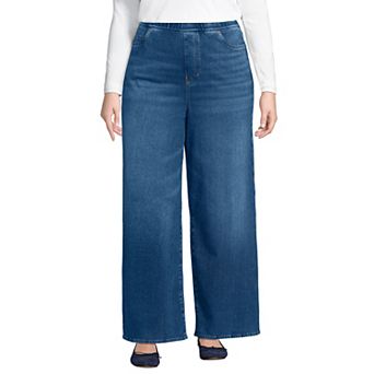 Plus Size Lands' End Starfish Denim High Rise Wide Leg Jeans