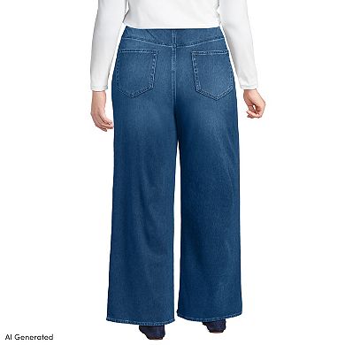 Plus Size Lands' End Starfish Denim High Rise Wide Leg Jeans