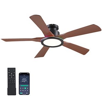 52 Inch Smart RGB Ambient Ceiling Fan ,Low Profile,Quiet DC Motor,App Remote Control