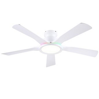 52 Inch Smart RGB Ambient Ceiling Fan ,Low Profile,Quiet DC Motor,App Remote Control