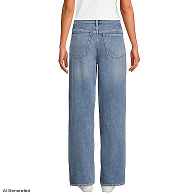 Women's Lands' End Rigid Denim Mid Rise Baggy Jeans