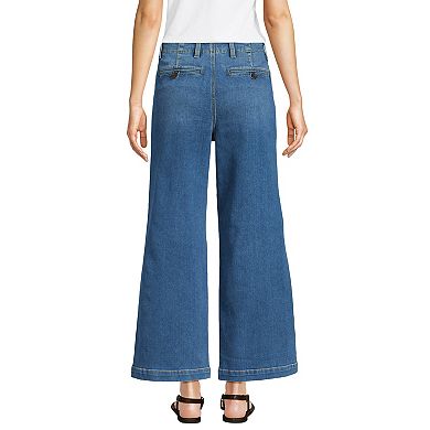 Women's Lands' End Recover Denim Mid Rise Wide Leg Ankle Jeans