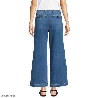 Petite Lands' End Recover Denim Mid Rise Wide Leg Ankle Jeans
