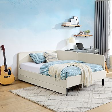 GOODSILO Upholstered Storage Platform Bed Frame with Convertible Sofa Function