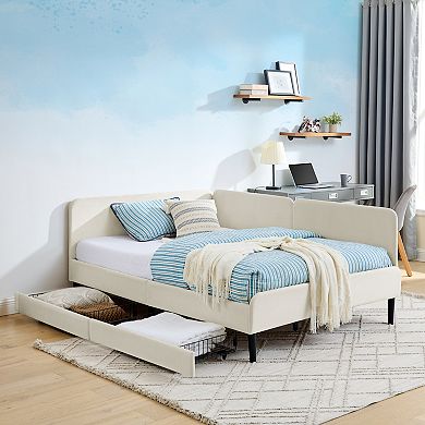 GOODSILO Upholstered Storage Platform Bed Frame with Convertible Sofa Function