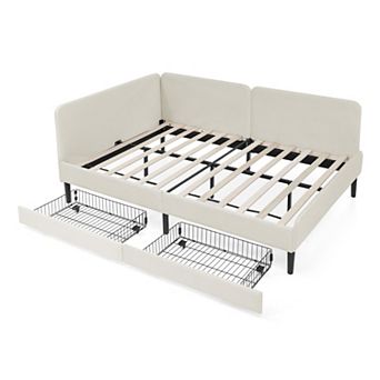 GOODSILO Upholstered Storage Platform Bed Frame with Convertible Sofa Function
