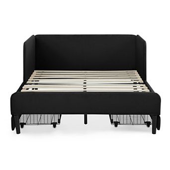 GOODSILO Upholstered Storage Platform Bed Frame with Convertible Sofa Function