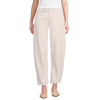 Petite Lands' End Soft Denim Mid Rise Relaxed Barrel Ankle Jeans