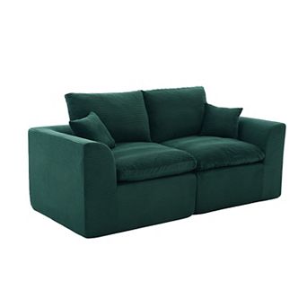 Merax 2 pc Modular Cloud Sofa with Corduroy Fabric & Curved Armrest No Assembly Needed