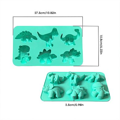 3-Piece Dinosaur Silicone Baking Mold Set Mini Dino Cake Chocolate Candy Soap Mold