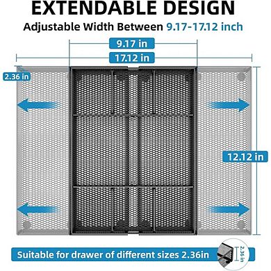 Expandable Mesh Desk Drawer Organizer with Adjustable Compartments