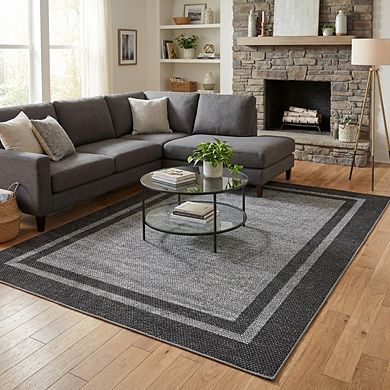 Contemporary Area Rug Non Slip Foldable Low Pile Ultra Thin Pet Friendly Floor Cover for Bedroom