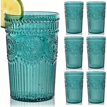 Vintage Embossed Plastic Drinking Glasses Set - Versatile for Cocktails & Home Decor