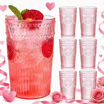 Vintage Embossed Plastic Drinking Glasses Set - Versatile for Cocktails & Home Decor