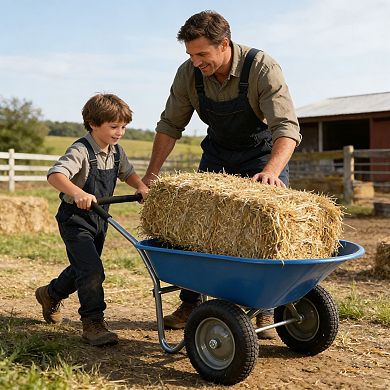 WOW PIONEER Two-Wheeled Garden Utility Cart with Pneumatic Wheels and Polyester