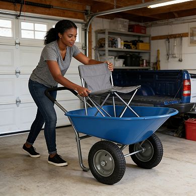 WOW PIONEER Two-Wheeled Garden Utility Cart with Pneumatic Wheels and Polyester