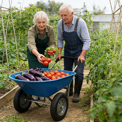 WOW PIONEER Two-Wheeled Garden Utility Cart with Pneumatic Wheels and Polyester