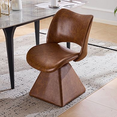 KWPZQEB Retro Swivel Artificial Leather Comfortable Dining Chair