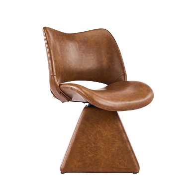 KWPZQEB Retro Swivel Artificial Leather Comfortable Dining Chair