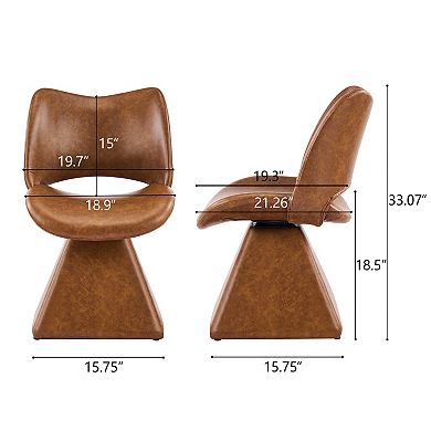 KWPZQEB Retro Swivel Artificial Leather Comfortable Dining Chair