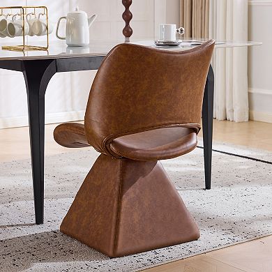 KWPZQEB Retro Swivel Artificial Leather Comfortable Dining Chair