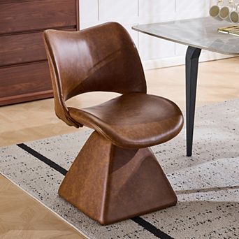 KWPZQEB Retro Swivel Artificial Leather Comfortable Dining Chair