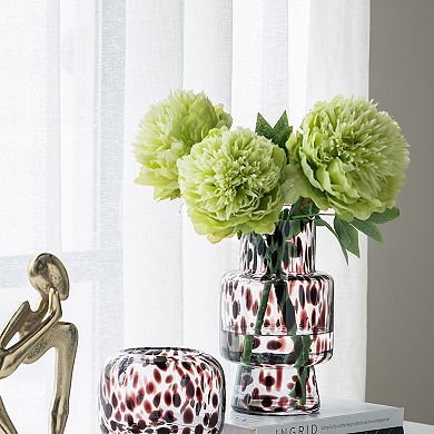 TOEMOA Abstract Art Glass Pedestal Vase for Modern Home Decor Accent