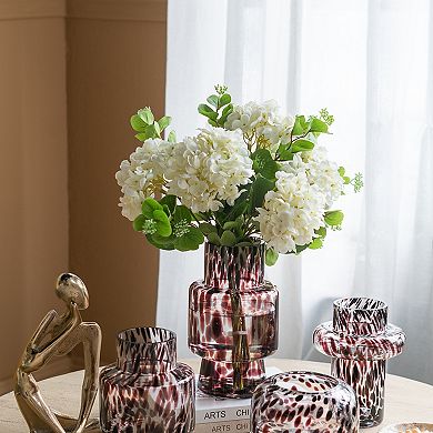 TOEMOA Abstract Art Glass Pedestal Vase for Modern Home Decor Accent