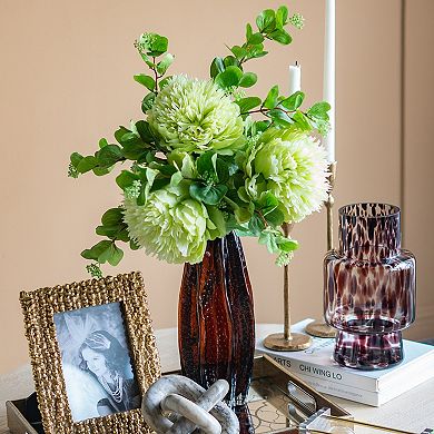 TOEMOA Abstract Art Glass Pedestal Vase for Modern Home Decor Accent