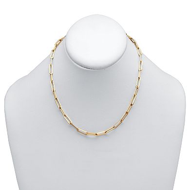 Paperclip Chain Link Necklace Gold Ion-Plated Stainless Steel 16" Length