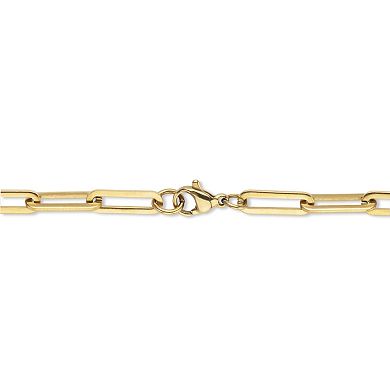 Paperclip Chain Link Necklace Gold Ion-Plated Stainless Steel 16" Length