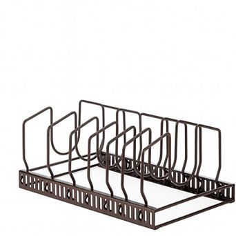 Adjustable Pot Lid and Bakeware Organizer Rack Brown
