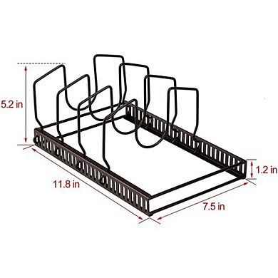 Adjustable Pot Lid and Bakeware Organizer Rack Brown