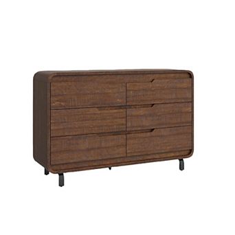 6 Drawers Dresser for Bedroom, Modern Wooden Clothes Dresser with Large Wood Storage