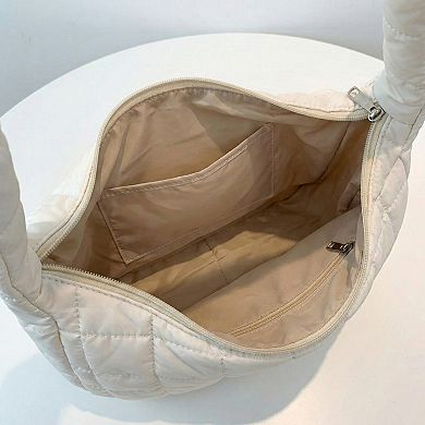 Women's Quilted Shoulder Bag with Padded Strap Soft Lightweight Nylon Construction