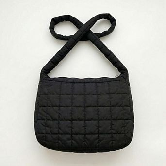 Women's Quilted Shoulder Bag with Padded Strap Soft Lightweight Nylon Construction