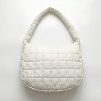 Women's Quilted Shoulder Bag with Padded Strap Soft Lightweight Nylon Construction