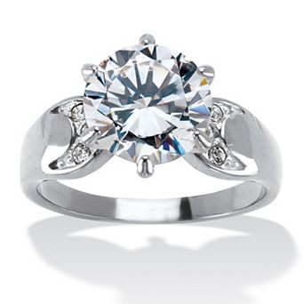 4 TCW Cubic Zirconia and Crystal Accents Stainless Steel Ring