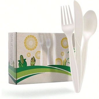 Eco Friendly Compostable Cutlery Set 150 pc for Daily Use and Events