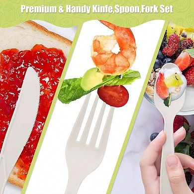 Eco Friendly Compostable Cutlery Set 150 Pieces for Daily Use and Events