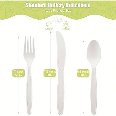 Eco Friendly Compostable Cutlery Set 150 Pieces for Daily Use and Events