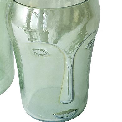 TOEMOA Set of Two Handcrafted Glass Vases with Abstract Face Decor