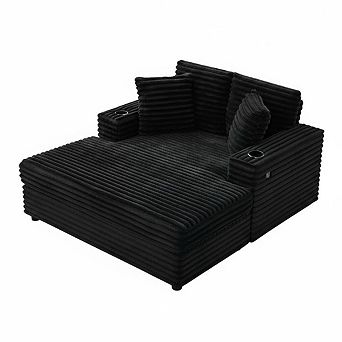 54" Oversized Indoor Chaise Lounge Chair, Comfy Corduroy Upholstered Sleeper Sofa Bed