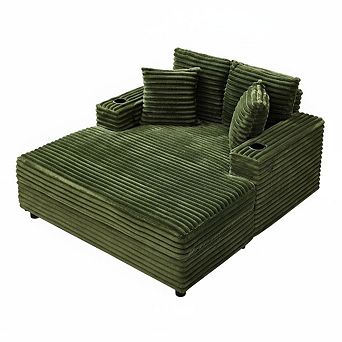 54" Oversized Indoor Chaise Lounge Chair, Comfy Corduroy Upholstered Sleeper Sofa Bed