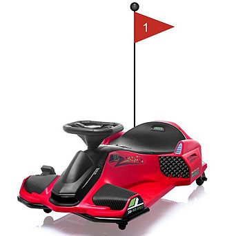 24V Kids Electric Ride-On Drift Car, Variable Speed up to 7.5 MPH, Colorful LED Tail Lights