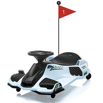 24V Kids Electric Ride-On Drift Car, Variable Speed up to 7.5 MPH, Colorful LED Tail Lights