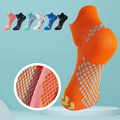 Non Slip Grip Athletic Ankle Socks Yoga Pilates Workout Socks Cushioned Sports Socks 4 Pack
