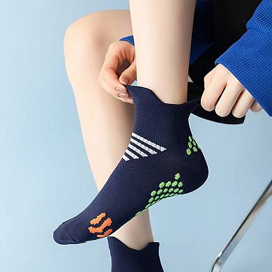 Non Slip Grip Athletic Ankle Socks Yoga Pilates Workout Socks Cushioned Sports Socks 4 Pack