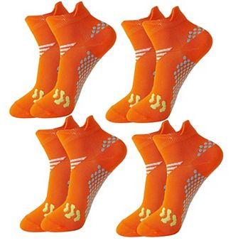 Non Slip Grip Athletic Ankle Socks Yoga Pilates Workout Socks Cushioned Sports Socks 4 Pack