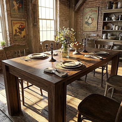 Dining Table for 6-8, Rectangular Farmhouse Kitchen Dining Room Table, for Apartment, Kitchen